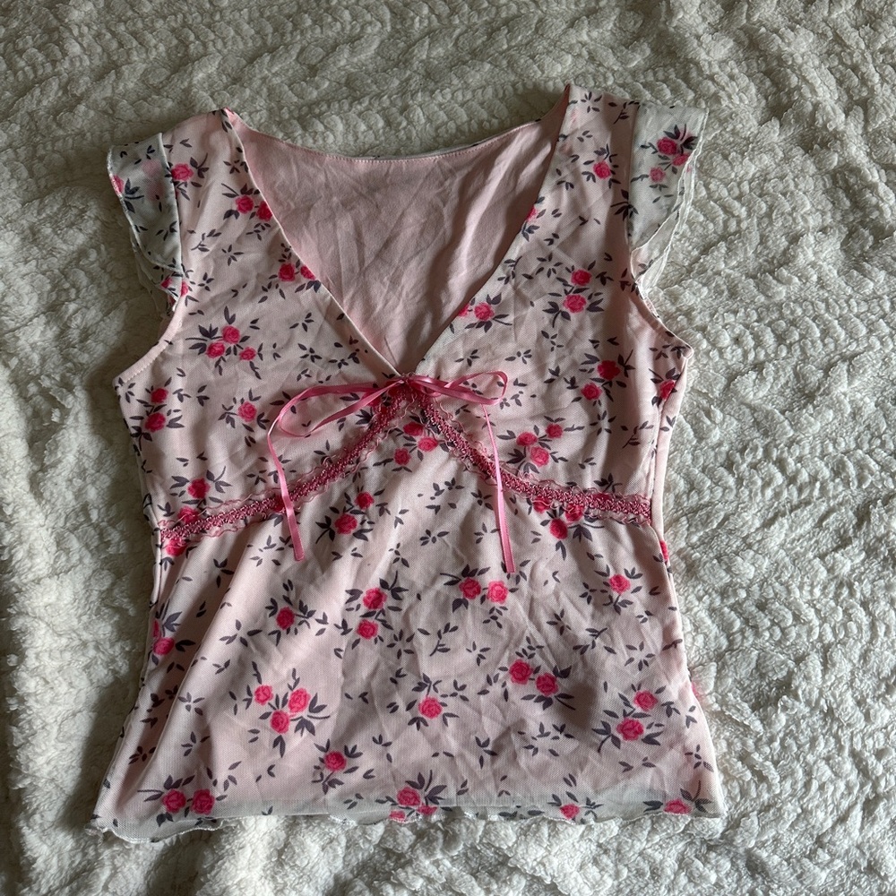 Floral Pink Sleeveless Top